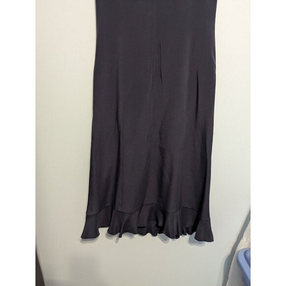 Talbots Navy Maxi Dress Pure Silk Sleeveless 8 Vintage flounced bottom cocktail - Picture 10 of 10